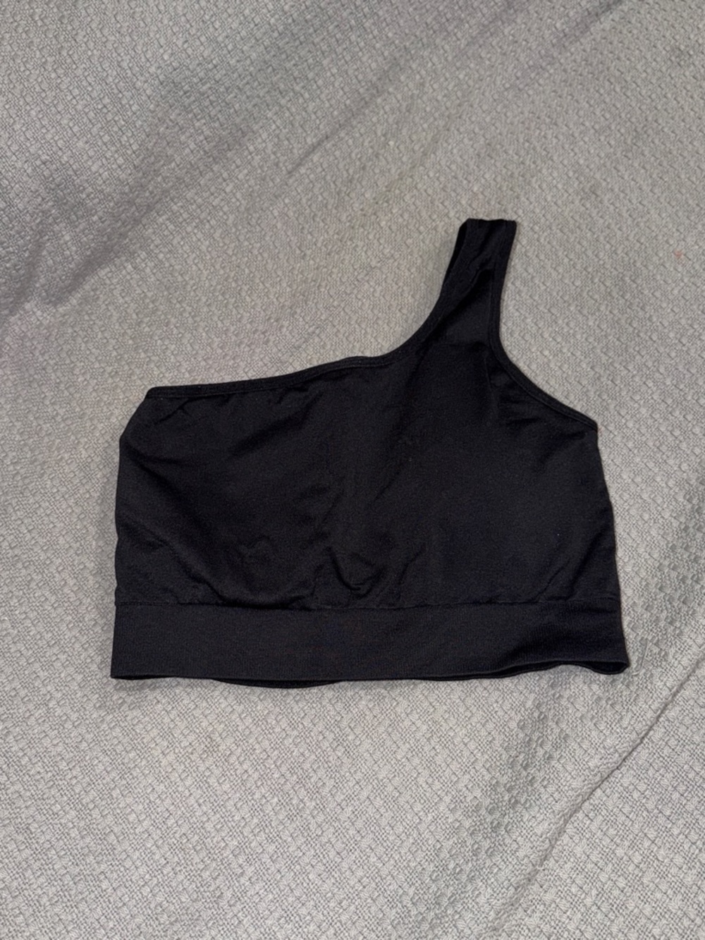 NVGTN Asymmetric One-Shoulder Black Crop Top